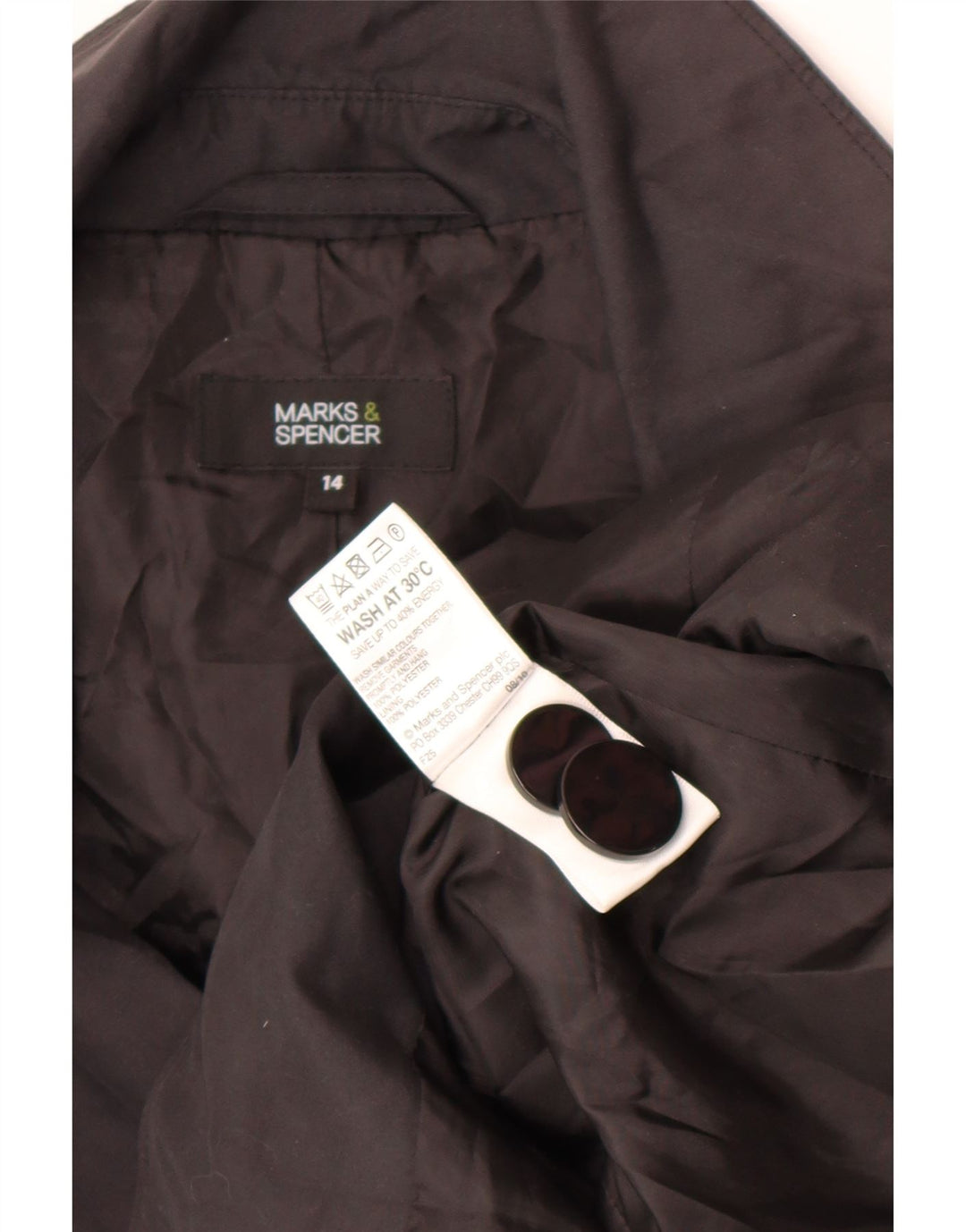 Trench da donna Marks & Spencer UK 14 grande poliestere nero