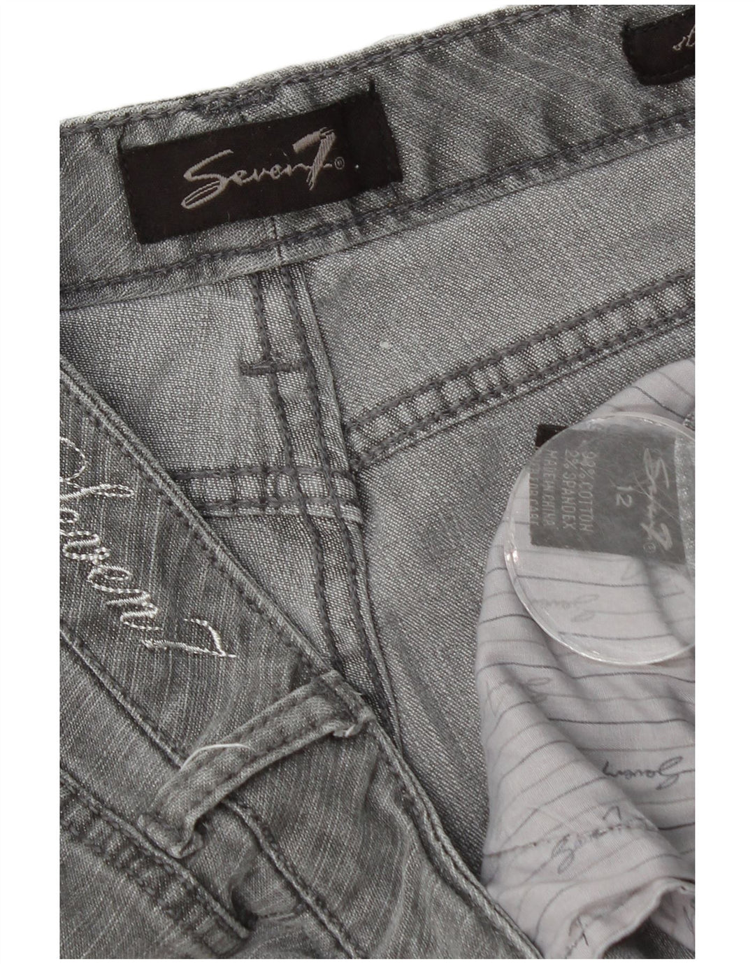 Seven 7 Jeans dritti da donna US 12 Large W34 L31 Cotone grigio