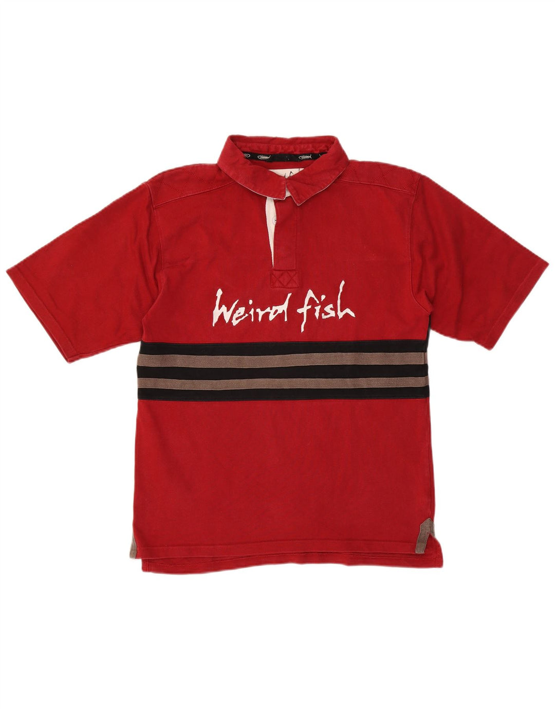 Polo grafica da uomo Weird Fish piccola in cotone color block rosso