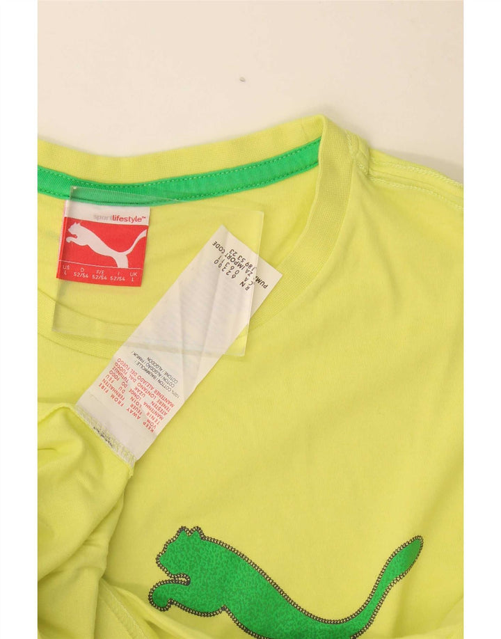 T-shirt grafica da uomo Puma Top grande in cotone giallo