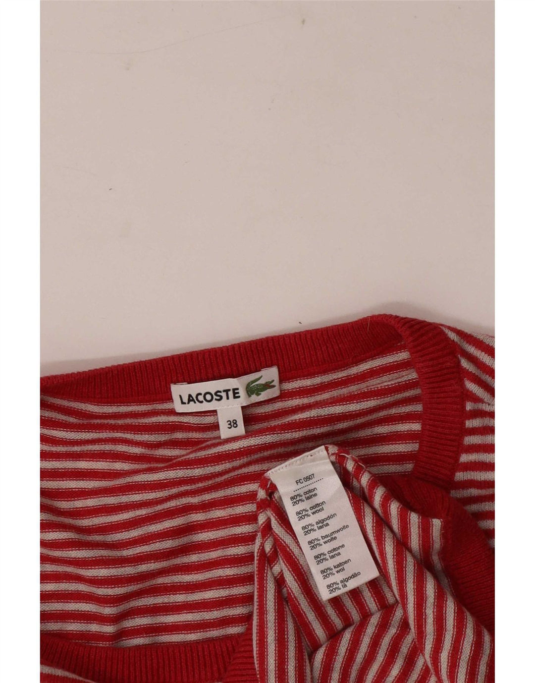 Maglione maglione girocollo da donna Lacoste taglia 38 medio a righe rosse