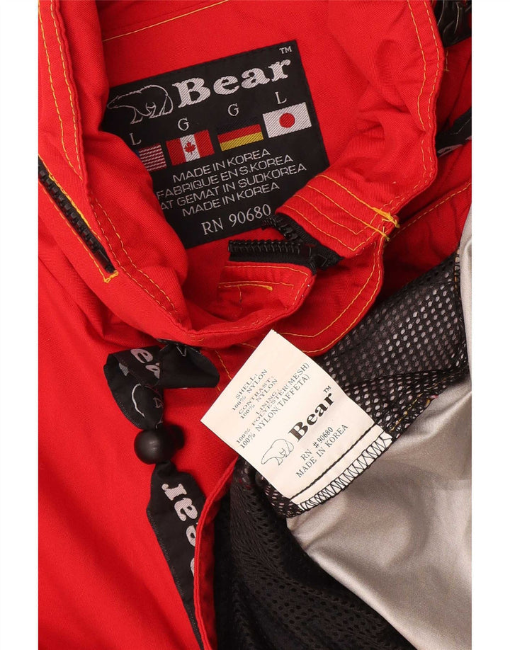 Giacca antipioggia da uomo Bear con grafica pullover UK 40 grande nylon rosso a blocchi di colore