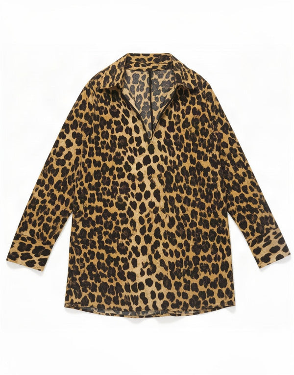 Abito a trapezio a maniche lunghe da donna Zara UK 10 piccola stampa animalier marrone