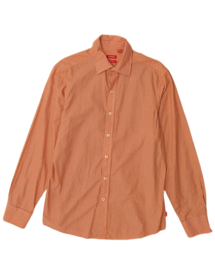 Camicia IZOD da uomo slim fit in cotone gessato arancione medio