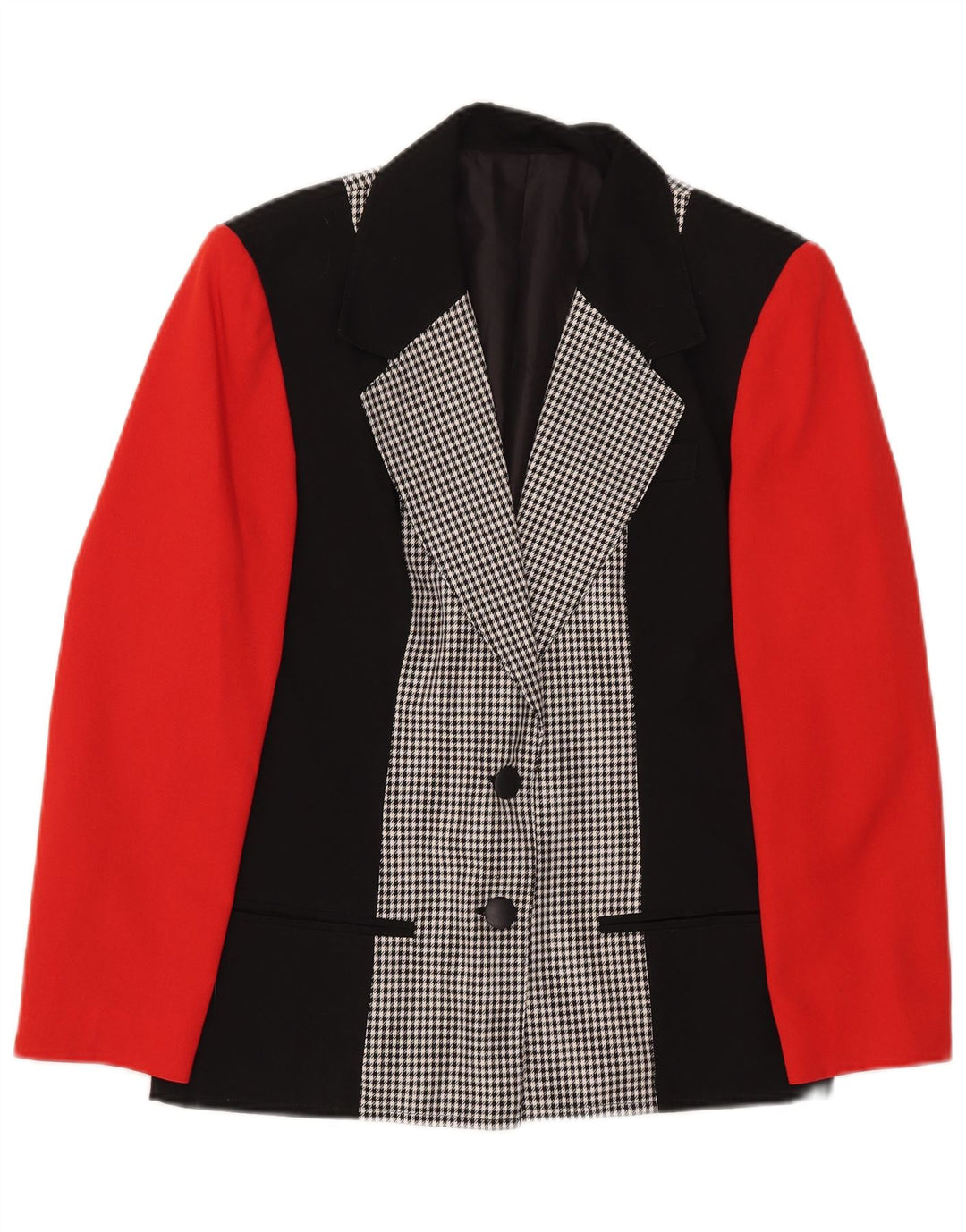 Giacca blazer vintage da donna a 2 bottoni UK 8 piccolo blocco di colore multicolore