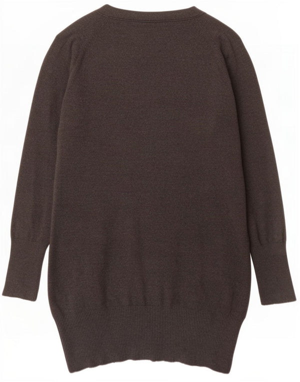 Maglione cardigan lungo da donna Zara UK 16 grande cotone grigio