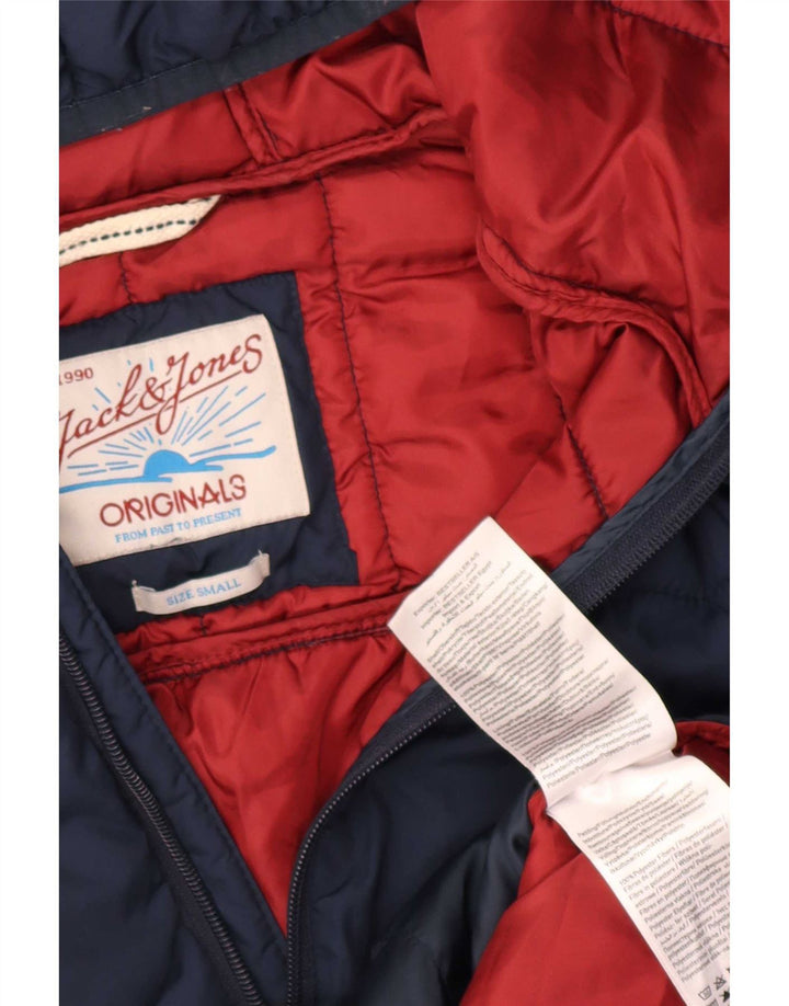 Giacca imbottita con cappuccio da uomo Jack & Jones UK 36 piccola in poliestere blu navy