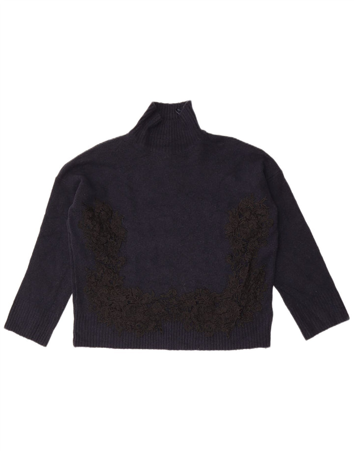 Maglione maglione a collo alto da donna Marks & Spencer UK 14 blu navy medio
