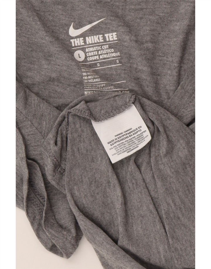 NIKE T-shirt grafica da donna con taglio atletico Top UK 14 Large Grigio Poliestere