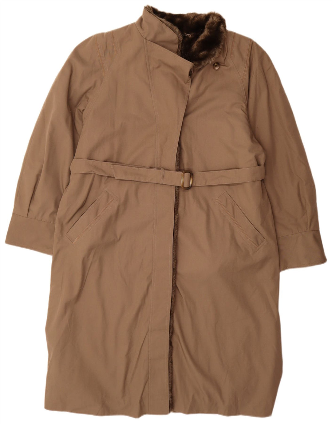 Diolen Cappotto Sherpa da donna UK 16 Large Marrone Poliestere