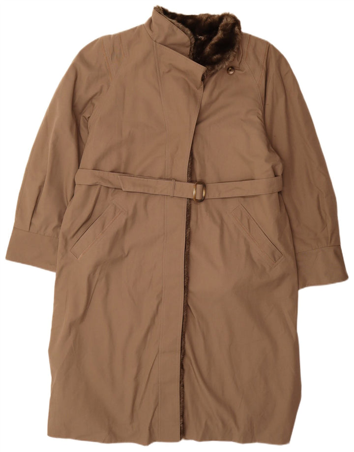 Diolen Cappotto Sherpa da donna UK 16 Large Marrone Poliestere