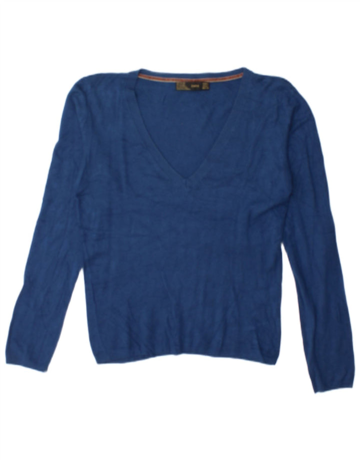 Maglione da donna con scollo a V Zara UK 16 grande rayon blu