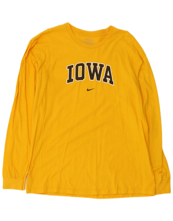 Nike Iowa Hawkeyes Graphic Top da uomo a maniche lunghe grande in cotone giallo