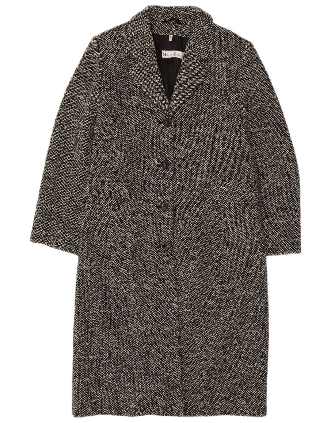 MICHELE BOYARD Soprabito da donna UK 12 Lana chiazzata nera media