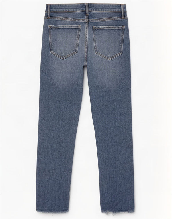 Jeans Zara da donna a vita alta effetto consumato corto EU 38 piccolo W28 L26 blu