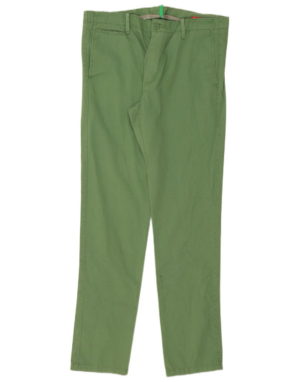 Pantaloni Chino Slim Da Uomo Benetton IT 50 Large W36 L33 Cotone Verde