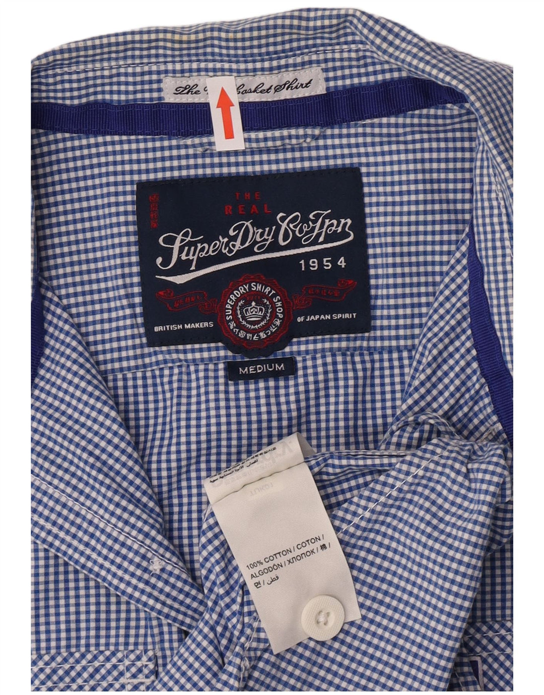 Camicia a maniche corte da uomo Superdry in cotone a quadretti blu medio