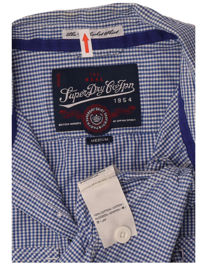 Camicia a maniche corte da uomo Superdry in cotone a quadretti blu medio
