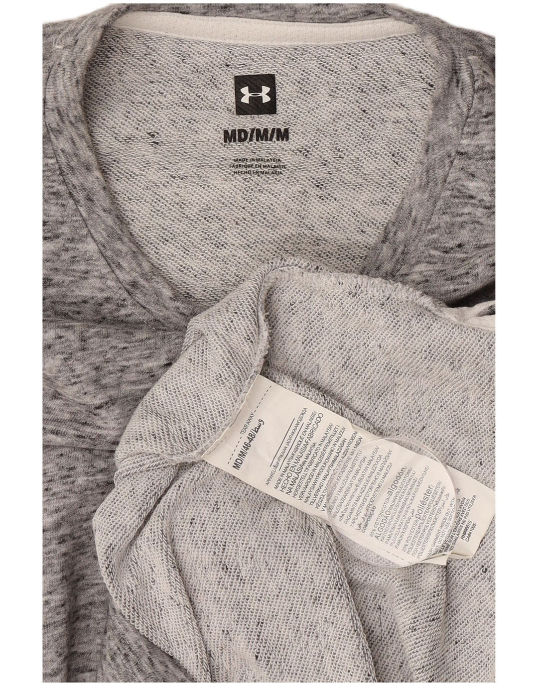 Felpa con grafica da uomo Under Armour, maglione in cotone chiazzato grigio medio