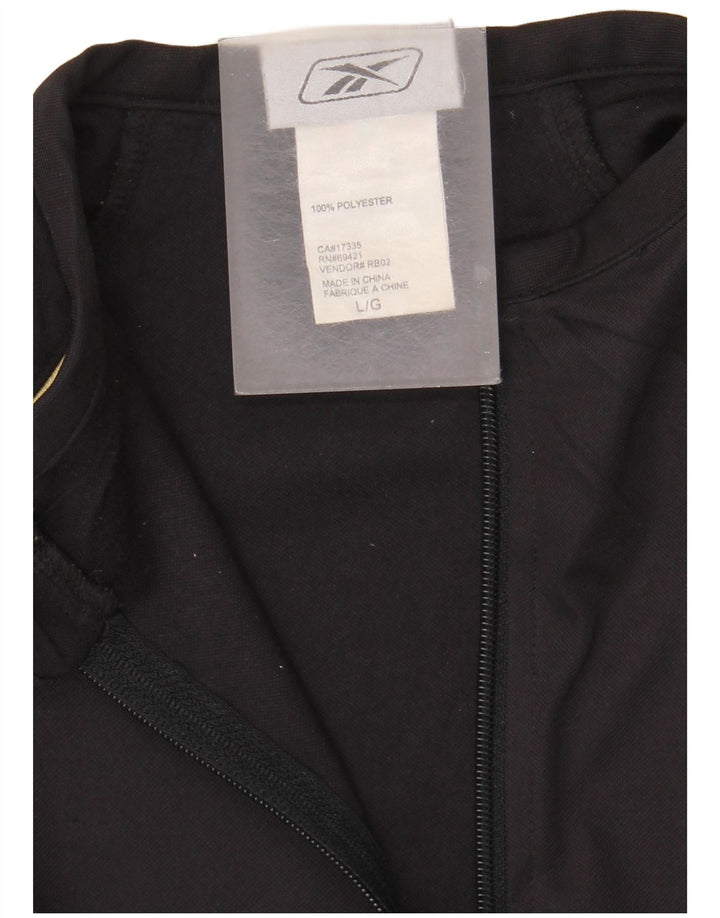 Tuta da uomo Reebok con zip e collo pullover, taglia grande, in poliestere nero