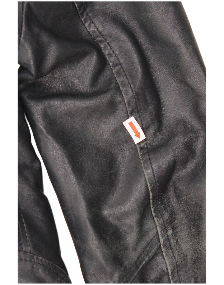 IMPERIAL Womens Asymmetric Leather Jacket UK 14 Large Black Leather