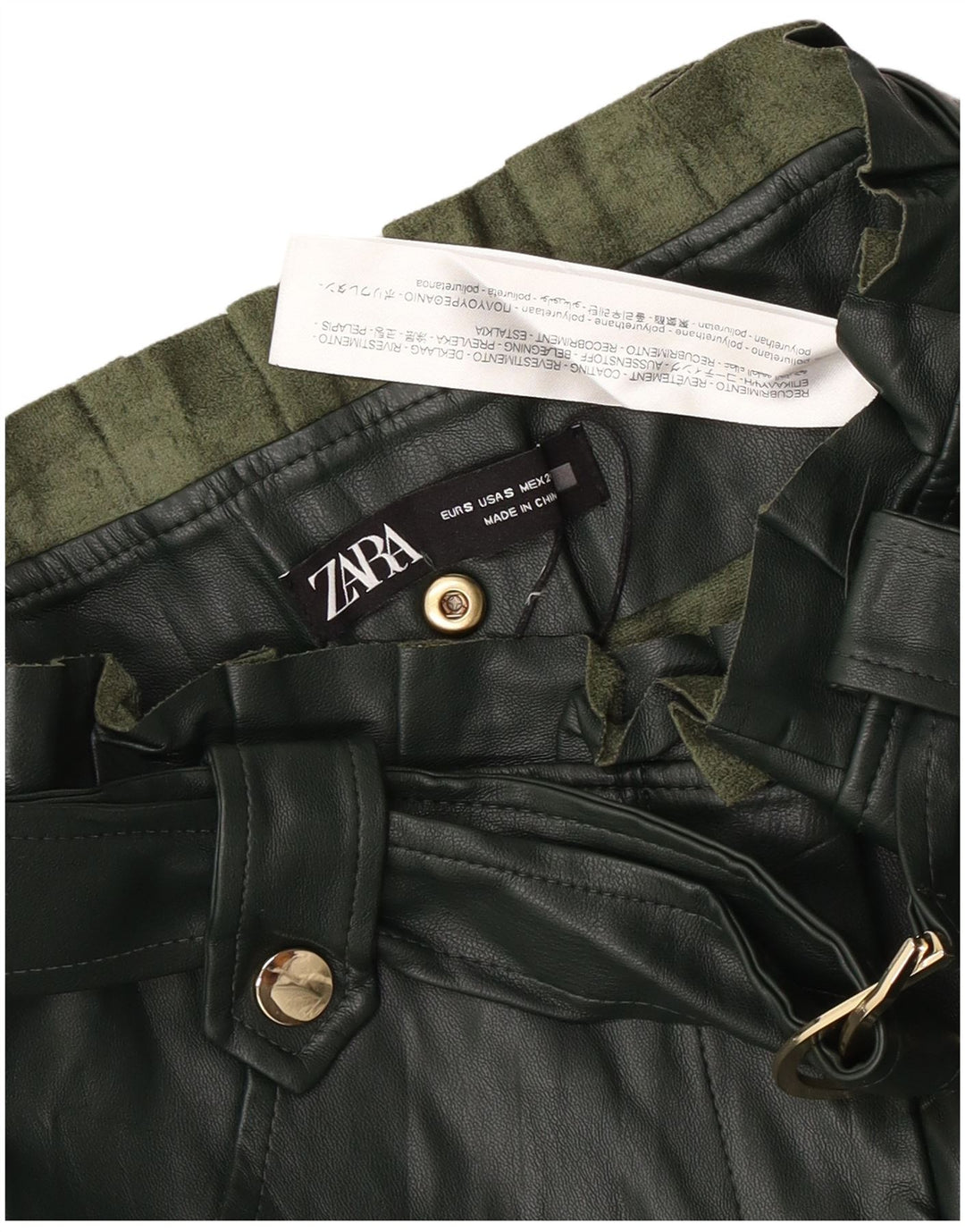 Gonna Zara da donna in ecopelle piccola W26 verde