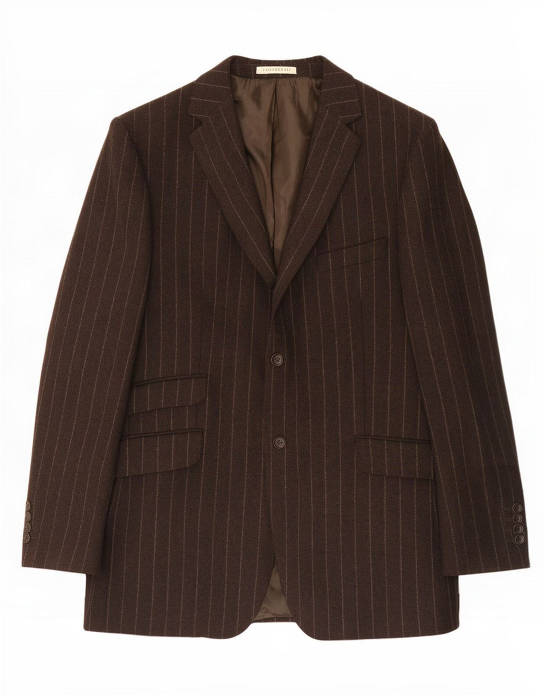Crew Clothing Giacca blazer da uomo a 2 bottoni UK 44 2XL Gessato marrone