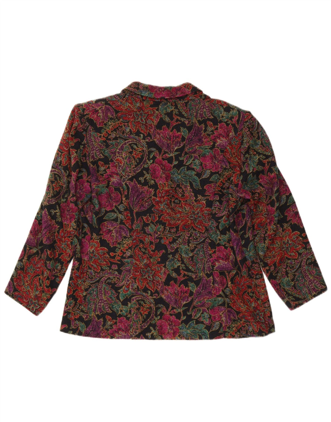 Giacca blazer vintage da donna a 4 bottoni UK 14 grande floreale multicolore