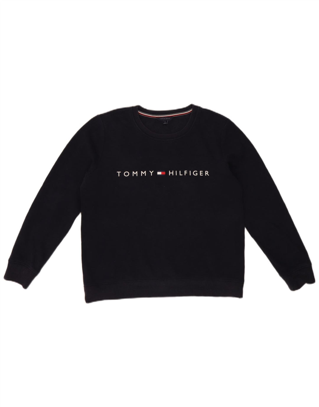 Felpa grafica da donna Tommy Hilfiger Maglione UK 14 Medio Blu Navy