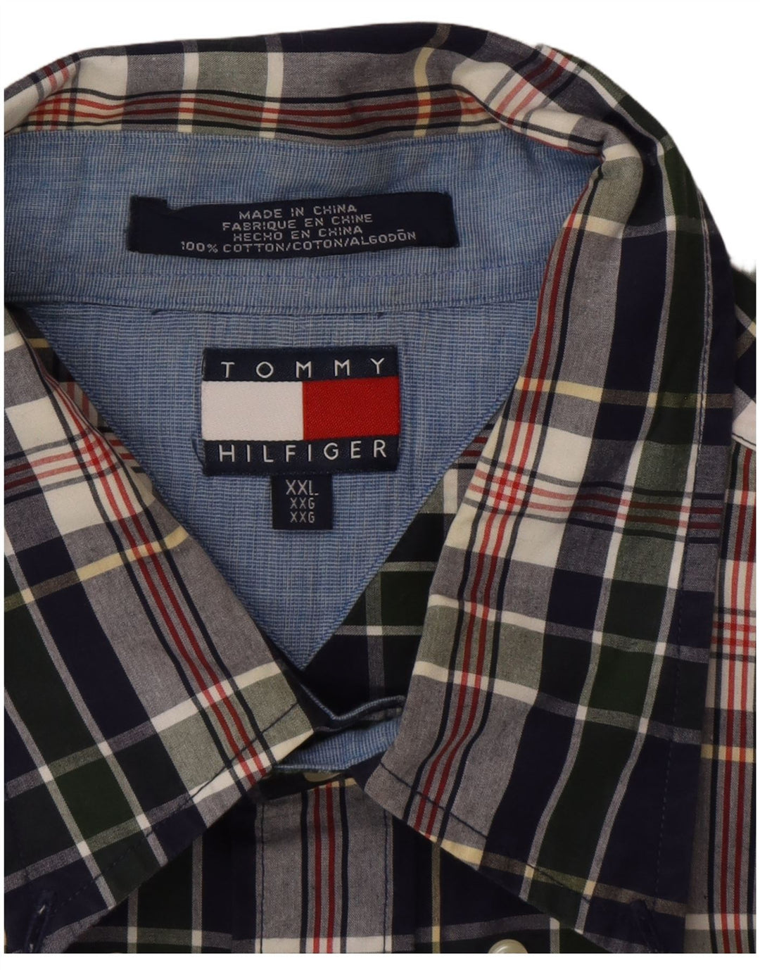 TOMMY HILFIGER Camicia da uomo 2XL Cotone a quadri blu navy