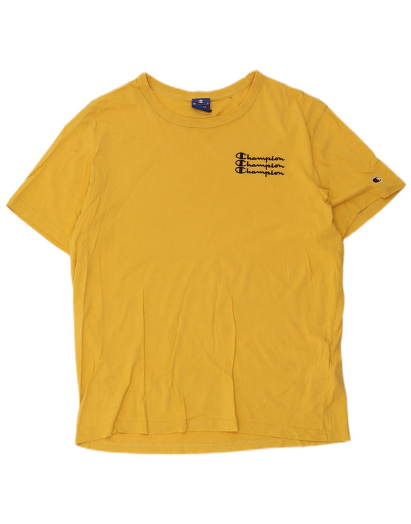 T-shirt grafica da uomo Champion Top XL in cotone giallo