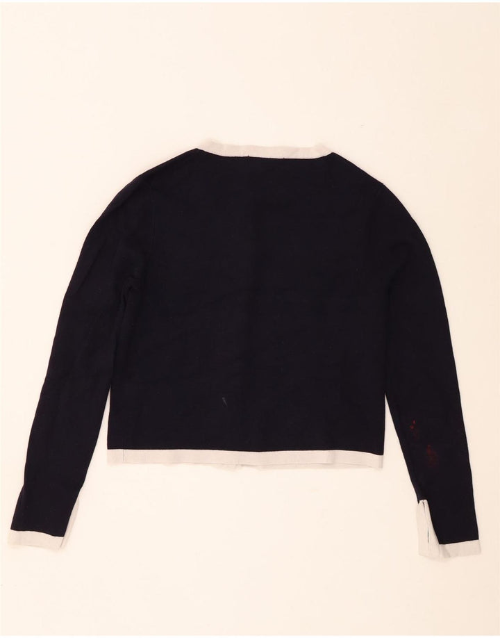 Maglione cardigan corto da donna Zara UK 12 viscosa blu navy medio