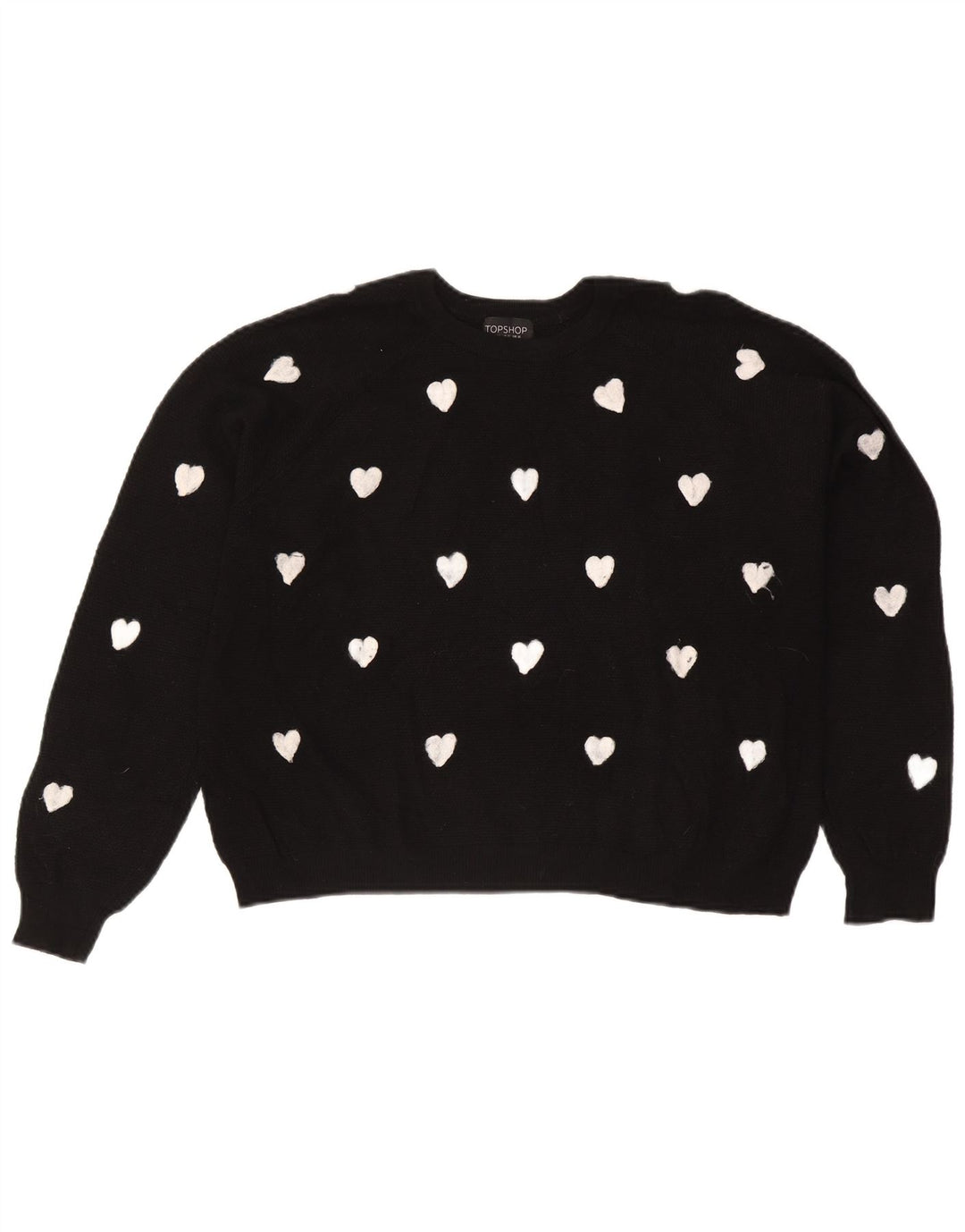 Topshop Maglione da donna con scollo a barchetta con motivo astratto UK 16 Large Nero