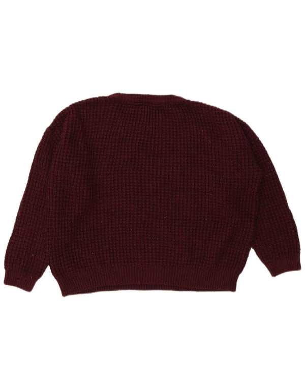 Maglione maglione girocollo oversize corto da donna Topshop UK 8 piccolo bordeaux