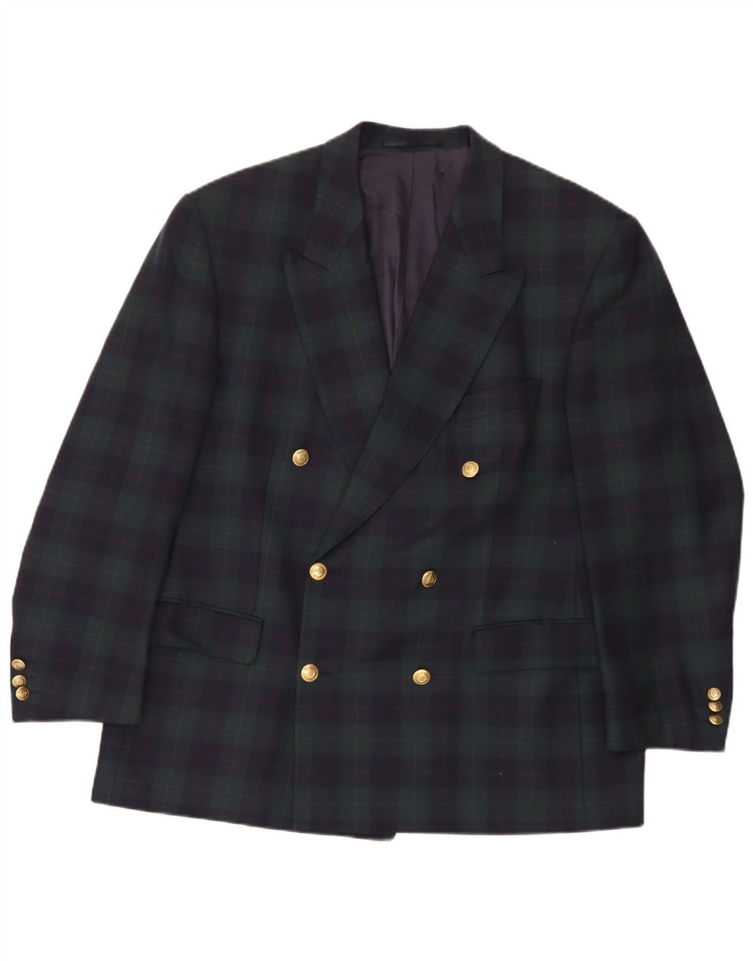 Giacca blazer doppiopetto da uomo Baumler UK 40 grande quadri verdi