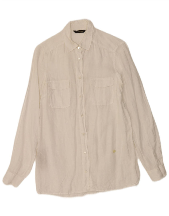 Camicia oversize da donna Massimo Dutti EU 36 XS Lino bianco