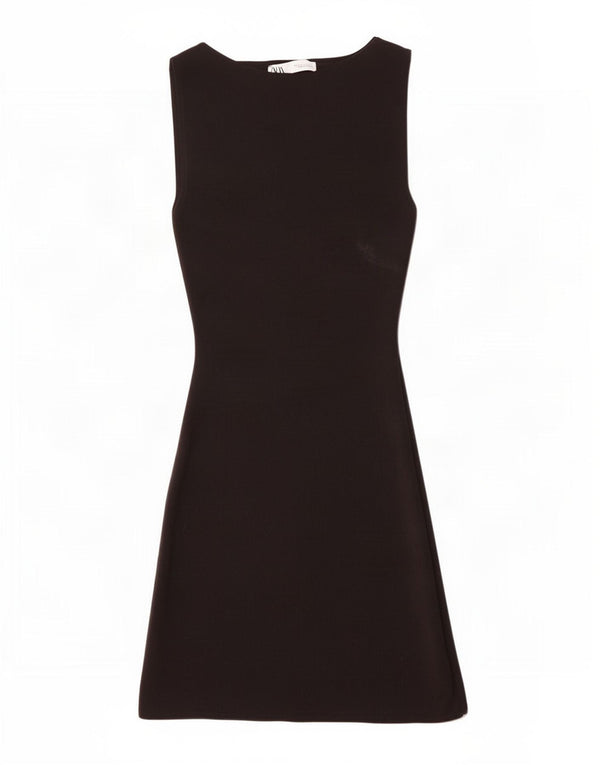 Abito a trapezio senza maniche da donna Zara UK 8 Small Nero in poliammide