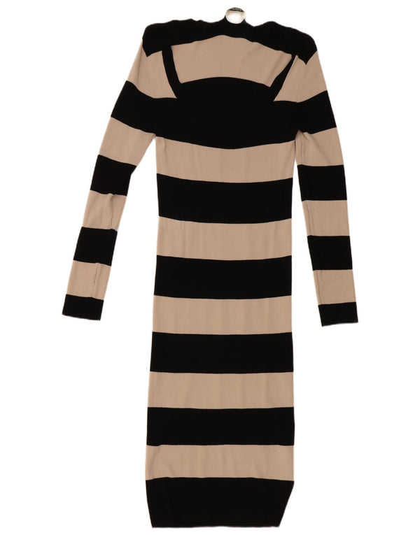 Abito aderente a maniche lunghe da donna Oasis UK 10 Piccolo in viscosa a righe nere