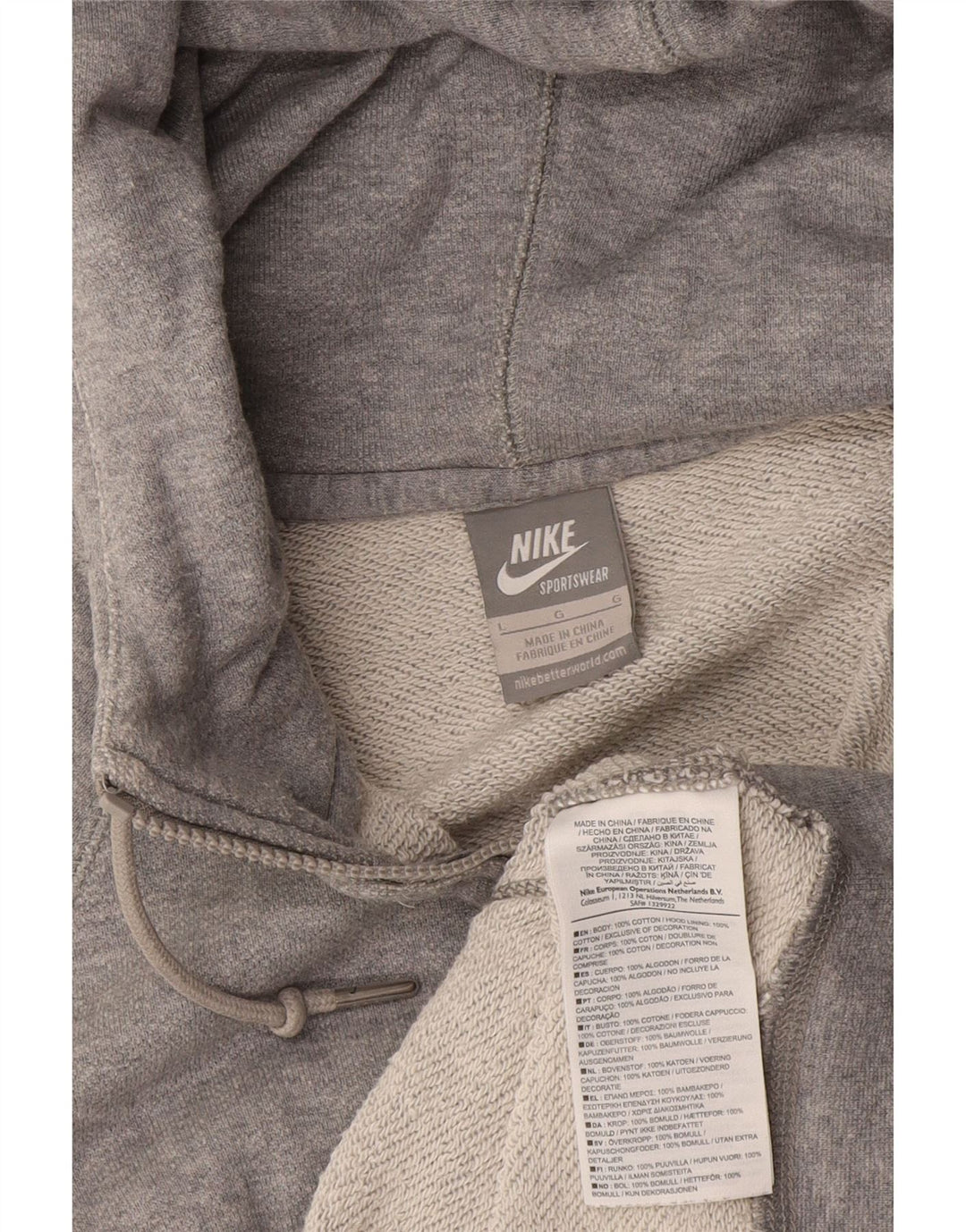 Felpa con cappuccio e zip Nike da uomo, grande, in cotone chiazzato grigio