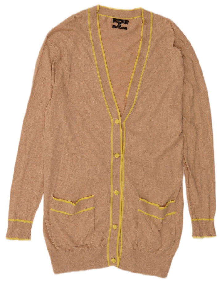 Maglione cardigan lungo da donna Massimo Dutti UK 16 Large Beige Seta