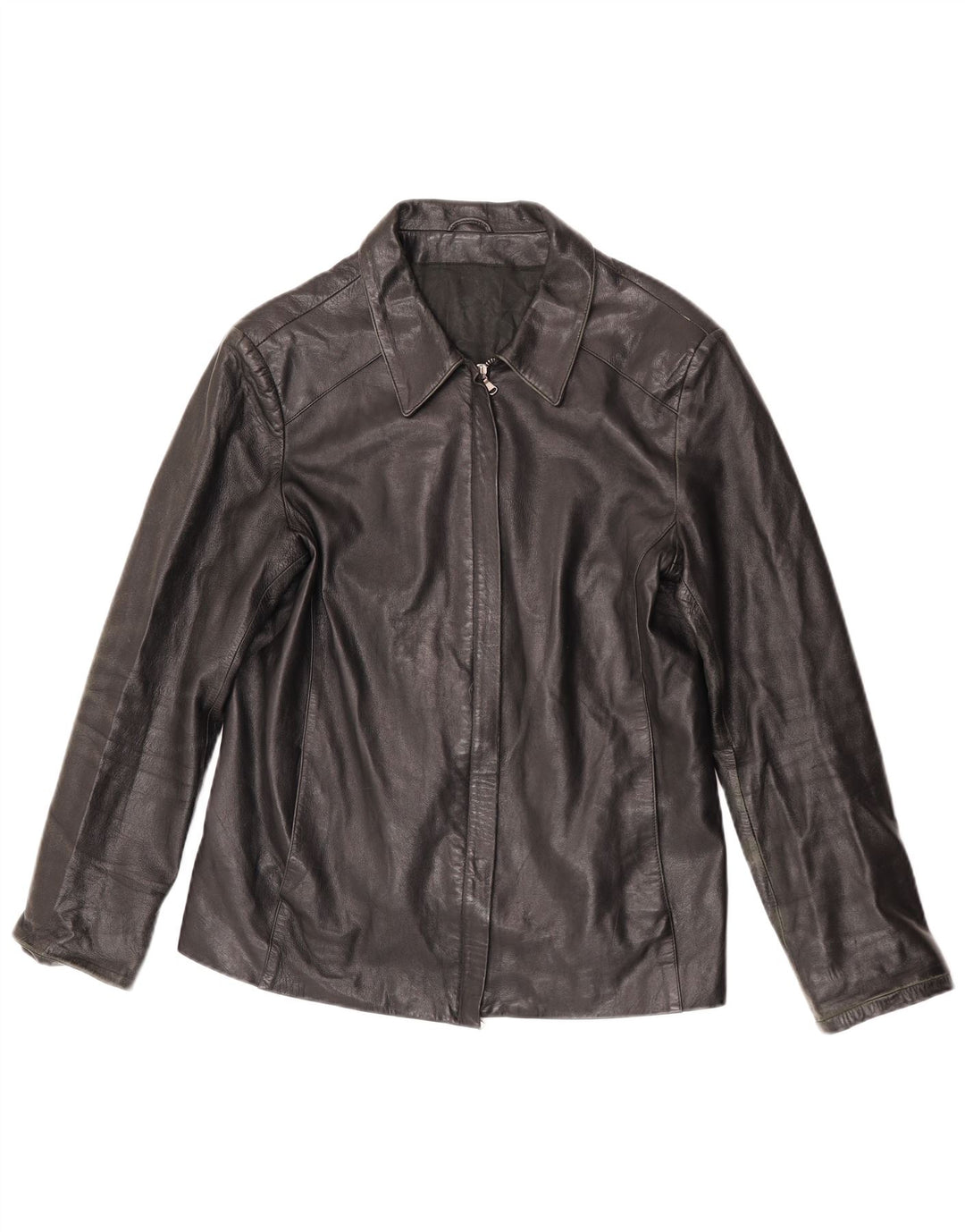 Giacca in pelle vintage da donna IT 52 2XL Pelle nera