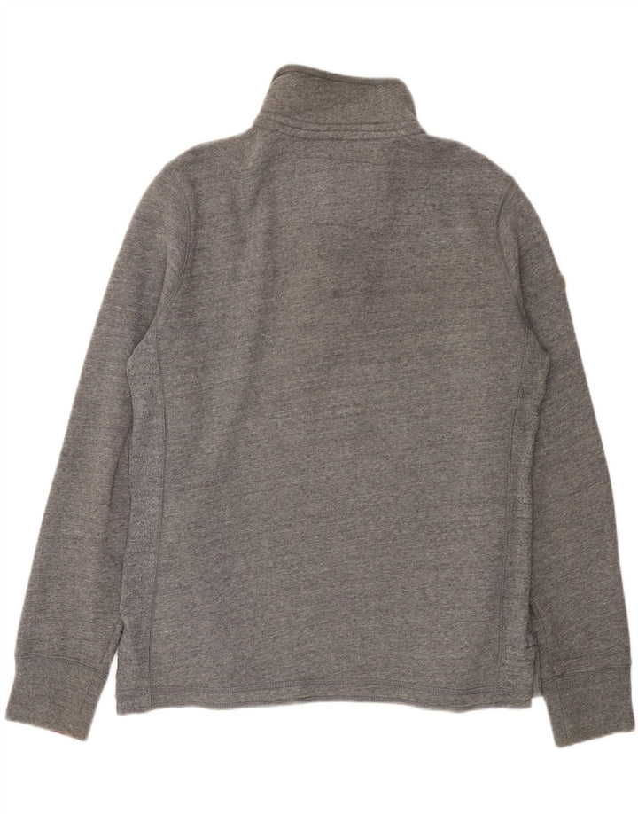 Felpa da uomo con collo abbottonato Superdry, cotone chiazzato grigio medio