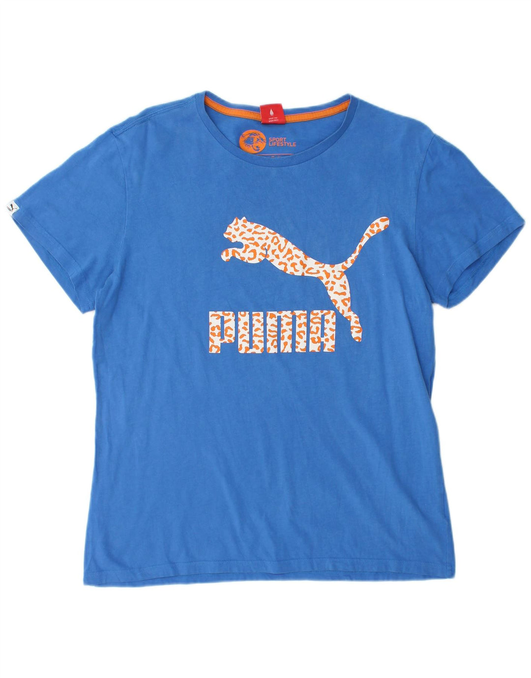 T-shirt grafica da uomo Puma grande in cotone blu