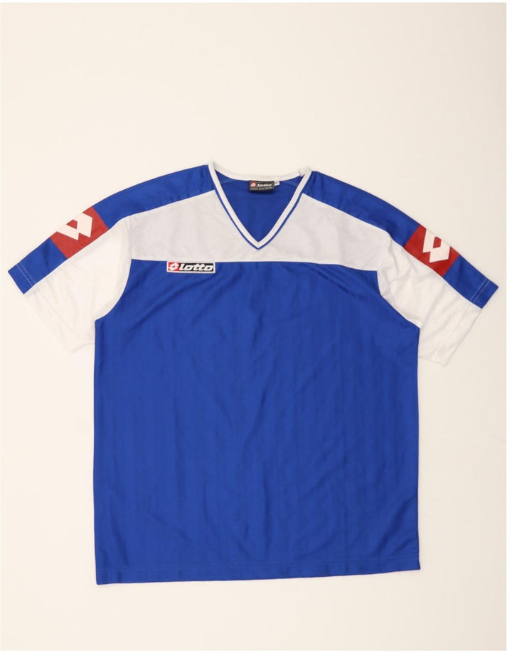LOTTO Mens Graphic T-Shirt Top 2XL Blue Colourblock Polyester Vintage Lotto and Second-Hand Lotto from Messina Hembry 