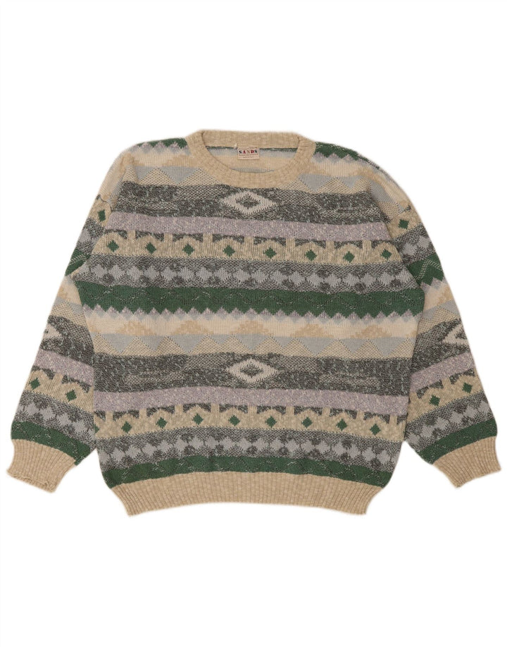 Maglione vintage da uomo girocollo IT 48/50 medio multicolore