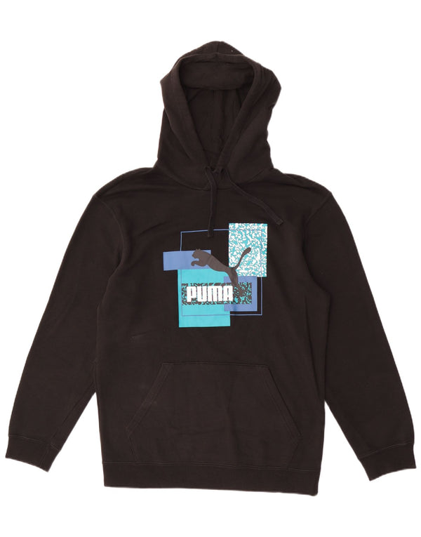 Felpa con cappuccio grafica da uomo Puma piccola in cotone nero