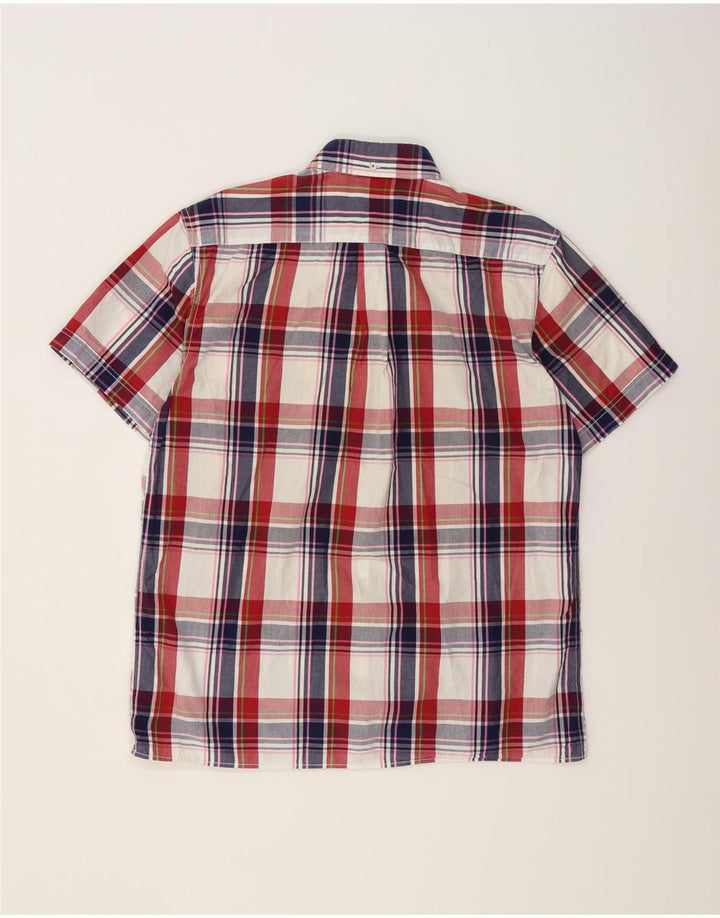 BEN SHERMAN Camicia a maniche corte da uomo in cotone a quadri multicolore grande