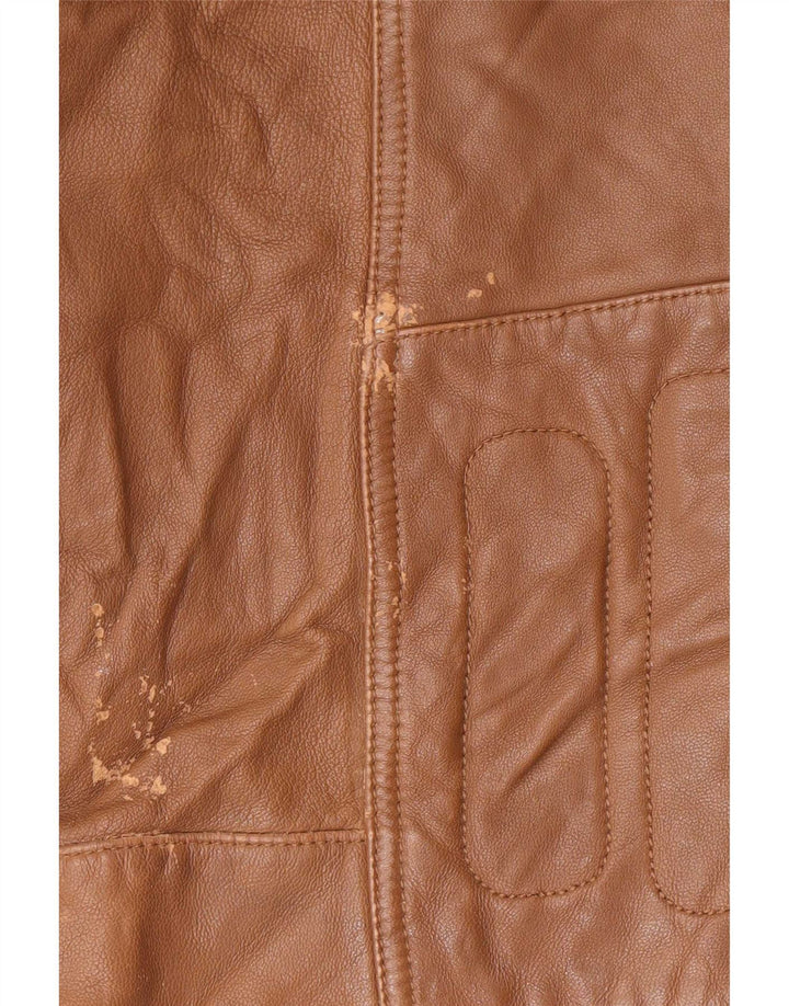 Giacca da motociclista in pelle da uomo Hugo Boss UK 36 piccola marrone