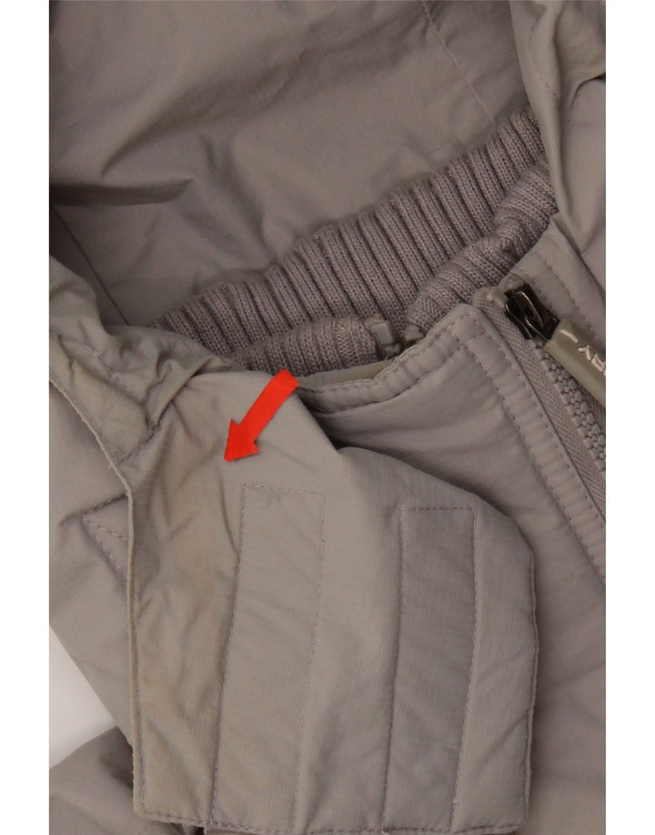 Giacca a vento con cappuccio da donna Superdry UK 16 grande nylon grigio