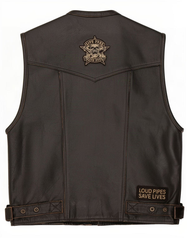 Gilet in pelle da uomo vintage UK 40 grande nero